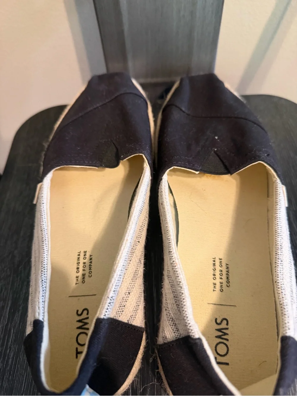 TOMS Alpargata Black Canvas Espadrille Slip-On Flats Women's Size 9